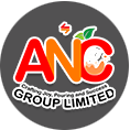 ANC Group Limited logo with vibrant red and orange text, fruit accent, and the slogan 'Crafting Joy, Pouring Success.