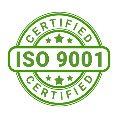 ISO 9001 Certified stamp representing the commitment to quality management systems.